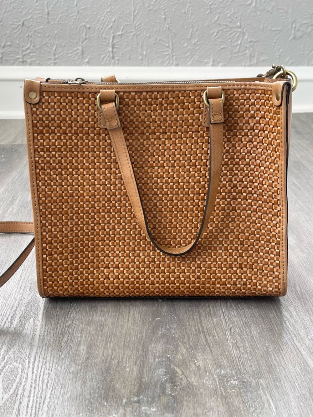 Patricia Nash Ava Tan Medium Woven Tote Crossbody